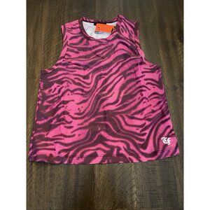 NWT Twin Fantasy Magenta Pink Tiger Animal Print Cropped Tank Top Size X-Small